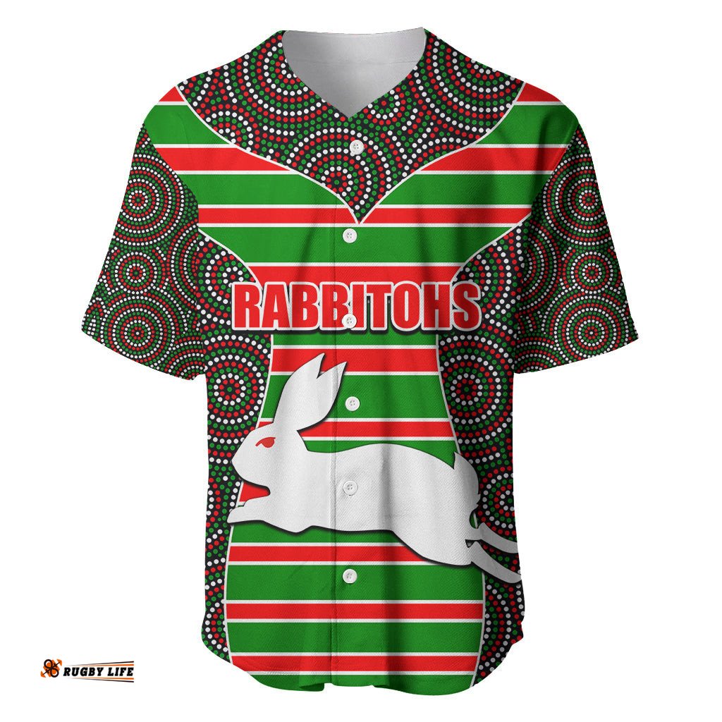 NRL Rabbitohs Baseball Jersey Shirt Mix Dot Aboriginal