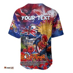 Personalised Australia Rugby Roosters ANZAC Baseball Jersey Shirt Sydney Scratch Style