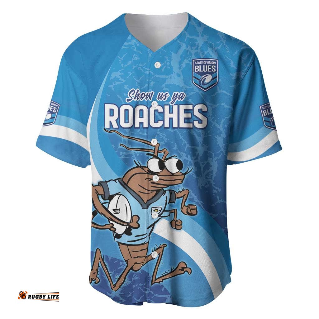 Custom NSW Cockroaches Blues Baseball Jersey Shirt New South Wales Origin No1