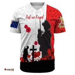 Custom New Zealand Anzac Lest We Forget Baseball Jersey Shirt