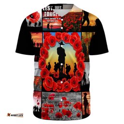 Anzac Day Lest We Forget Banner Baseball Jersey Shirt