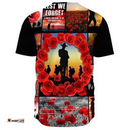 Anzac Day Lest We Forget Banner Baseball Jersey Shirt