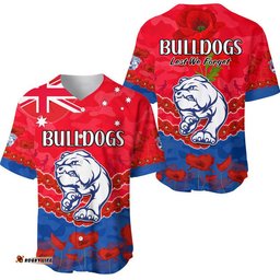 Western Bulldogs Football ANZAC Baseball Jersey Shirt Lest We Forget