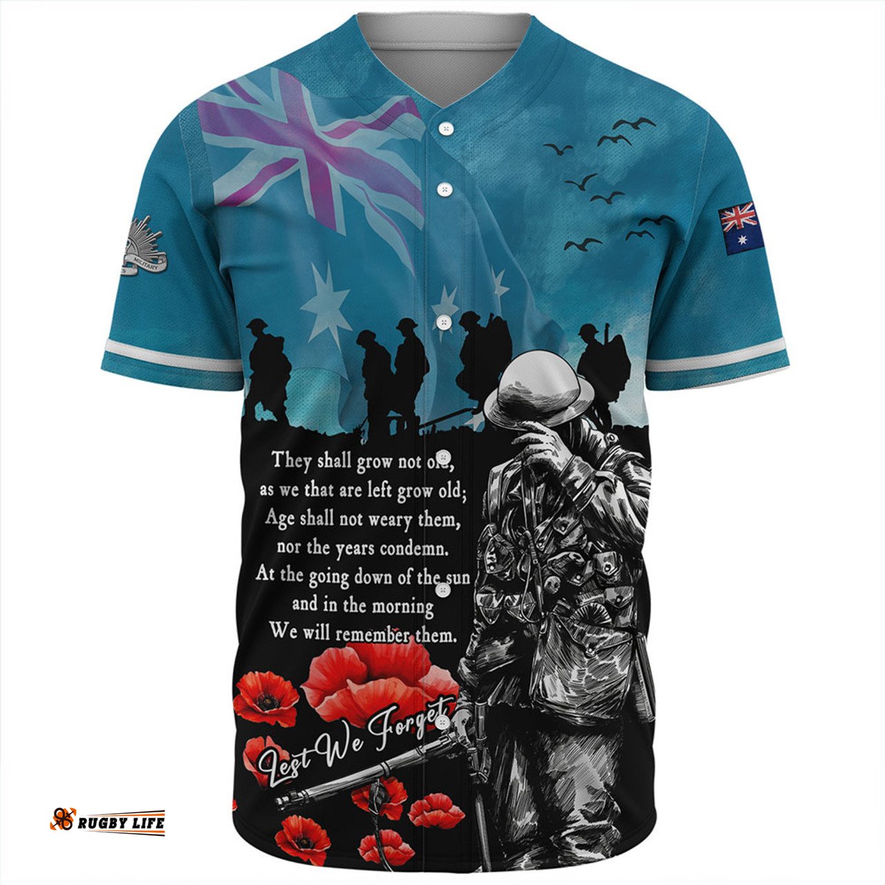 Amazing Aussie Australia Anzac Day Blue Horizon Of Sacrifice Baseball Shirt
