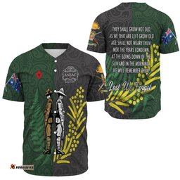 Anzac Spirit Lest We Forget Baseball Jersey Shirt