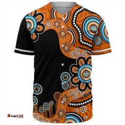 Amazing Aussie Australia Aboriginal Indigenous Dot Painting Orange Baseball Shirt