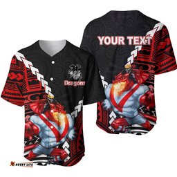 Dragons Rugby Baseball Jersey Shirt Mix Polynesian