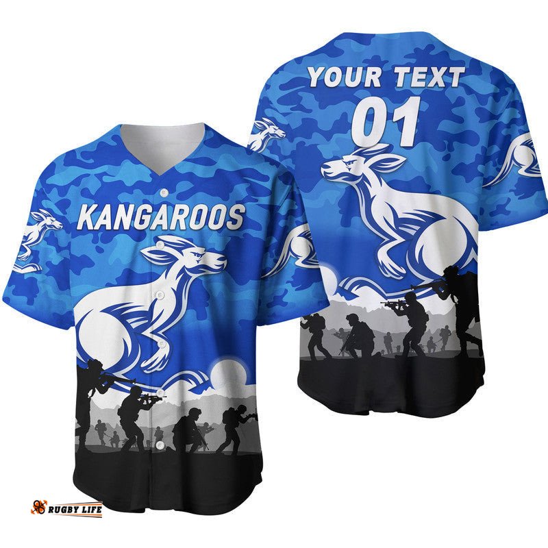 Custom Personalised North Melbourne Kangaroos ANZAC Baseball Jersey Shirt Simple Style