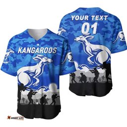 Custom Personalised North Melbourne Kangaroos ANZAC Baseball Jersey Shirt Simple Style