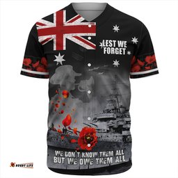 Amazing Aussie Australia Anzac Day Guardian Of The Seas Lest We Forget Baseball Shirt