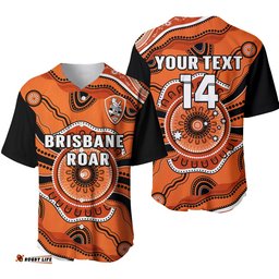 Custom Text And Number Brisbane Roar Football Baseball Jersey Shirt Go Lions Aboriginal Ver.01