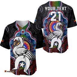 Custom Personalised Swans Football NAIDOC Week Baseball Jersey Shirt Indigenous