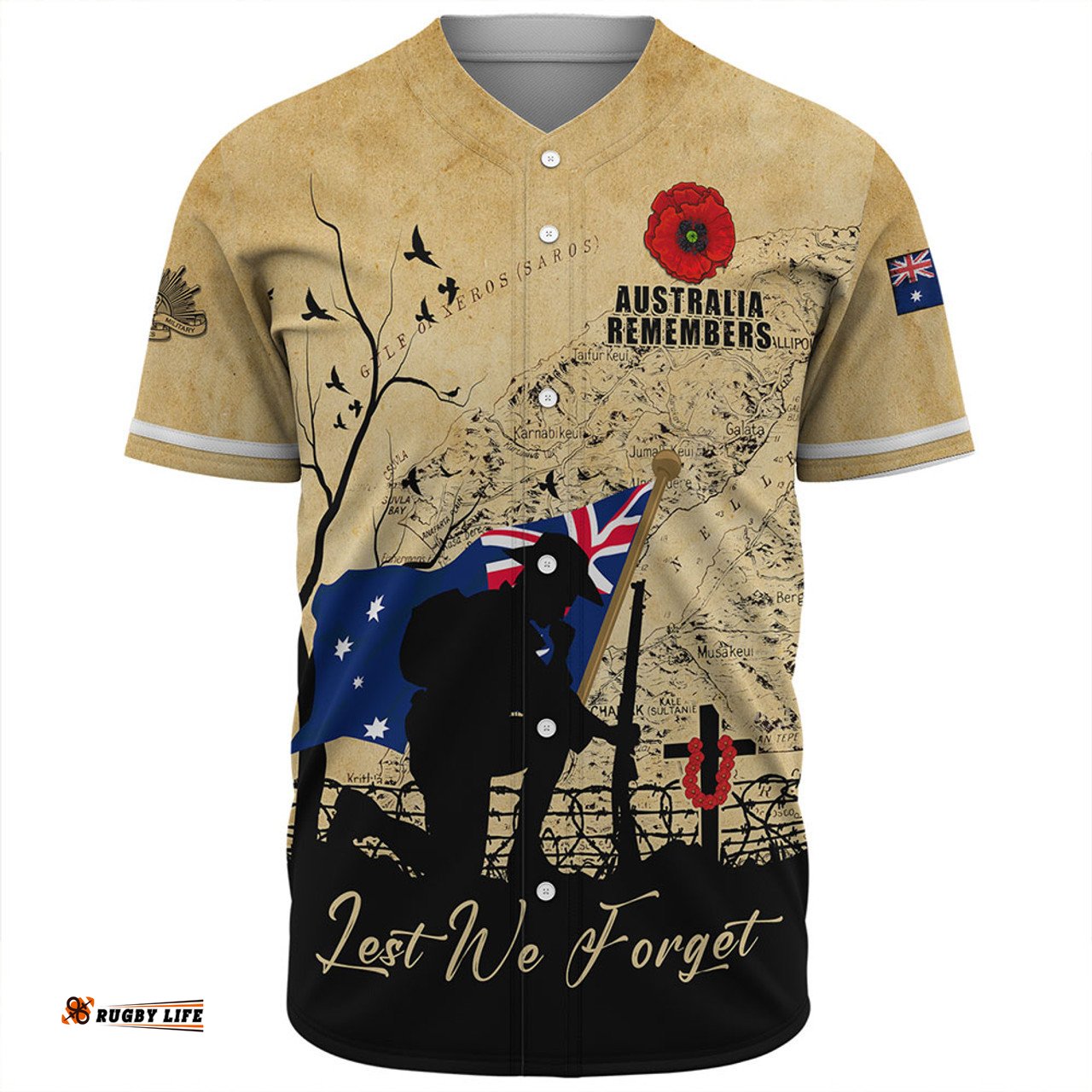 Amazing Aussie Australia Anzac Day Brothers In Arms Gallipoli Remembrance Baseball Shirt