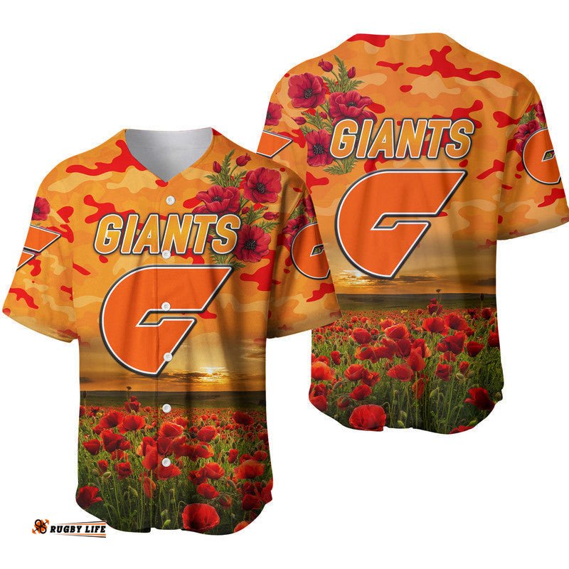Greater Western Sydney Giants ANZAC Baseball Jersey Shirt Poppy Vibes