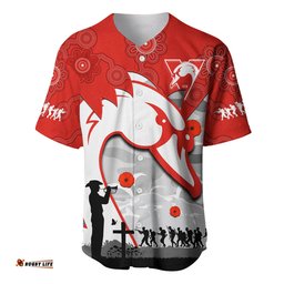 Swans Football ANZAC Baseball Jersey Shirt Sydney Indigenous Camouflage Art Ver.01