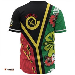 Amazing Aussie Australia South Sea Islanders Vanuatu Flag With Habiscus Flowers Baseball Shirt
