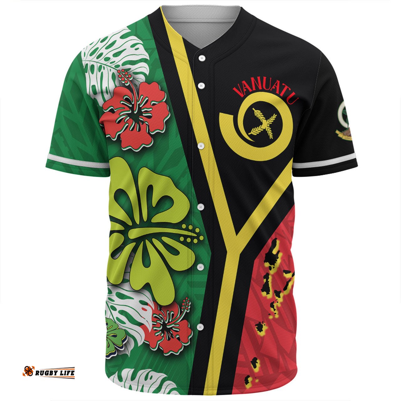 Amazing Aussie Australia South Sea Islanders Vanuatu Flag With Habiscus Flowers Baseball Shirt