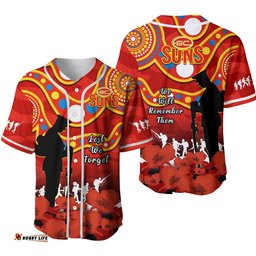 Gold Coast Football ANZAC Baseball Jersey Shirt Suns Aboriginal Mix Poppy Camouflage Ver.02