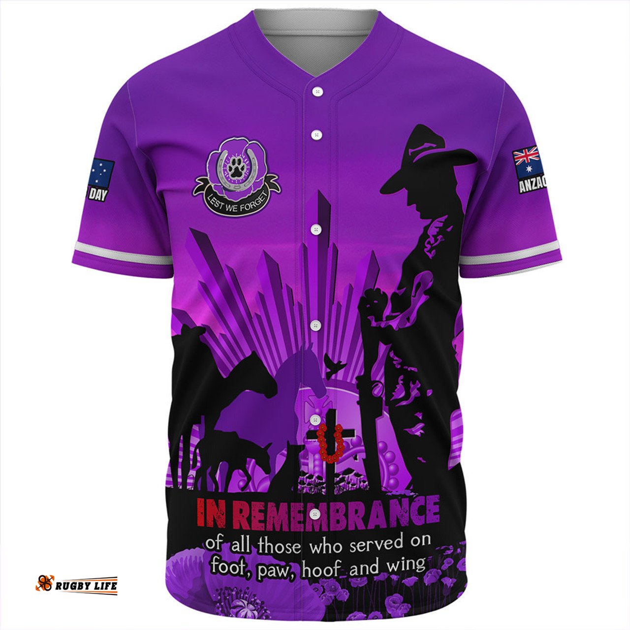 Amazing Aussie Australia Anzac Day Animal Companions Forever Remembered Baseball Shirt