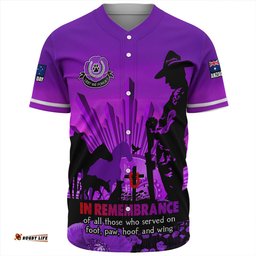 Amazing Aussie Australia Anzac Day Animal Companions Forever Remembered Baseball Shirt