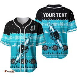 Custom Personalised Port Adelaide Football Baseball Jersey Shirt Magentas Indigenous Merry Christmas Ver.02