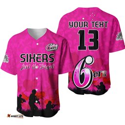 Custom Text and Number Sydney Sixers Cricket Baseball Jersey Shirt Anzac Day Camouflage Poppy Lest We Forget Ver.01