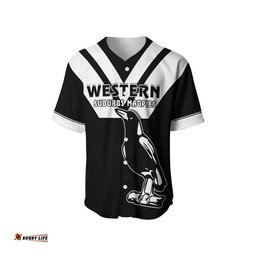Custom Personalised Western Suburbs Magpies Baseball Jersey Shirt the One and Only