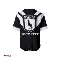 Custom Personalised Western Suburbs Magpies Baseball Jersey Shirt the One and Only