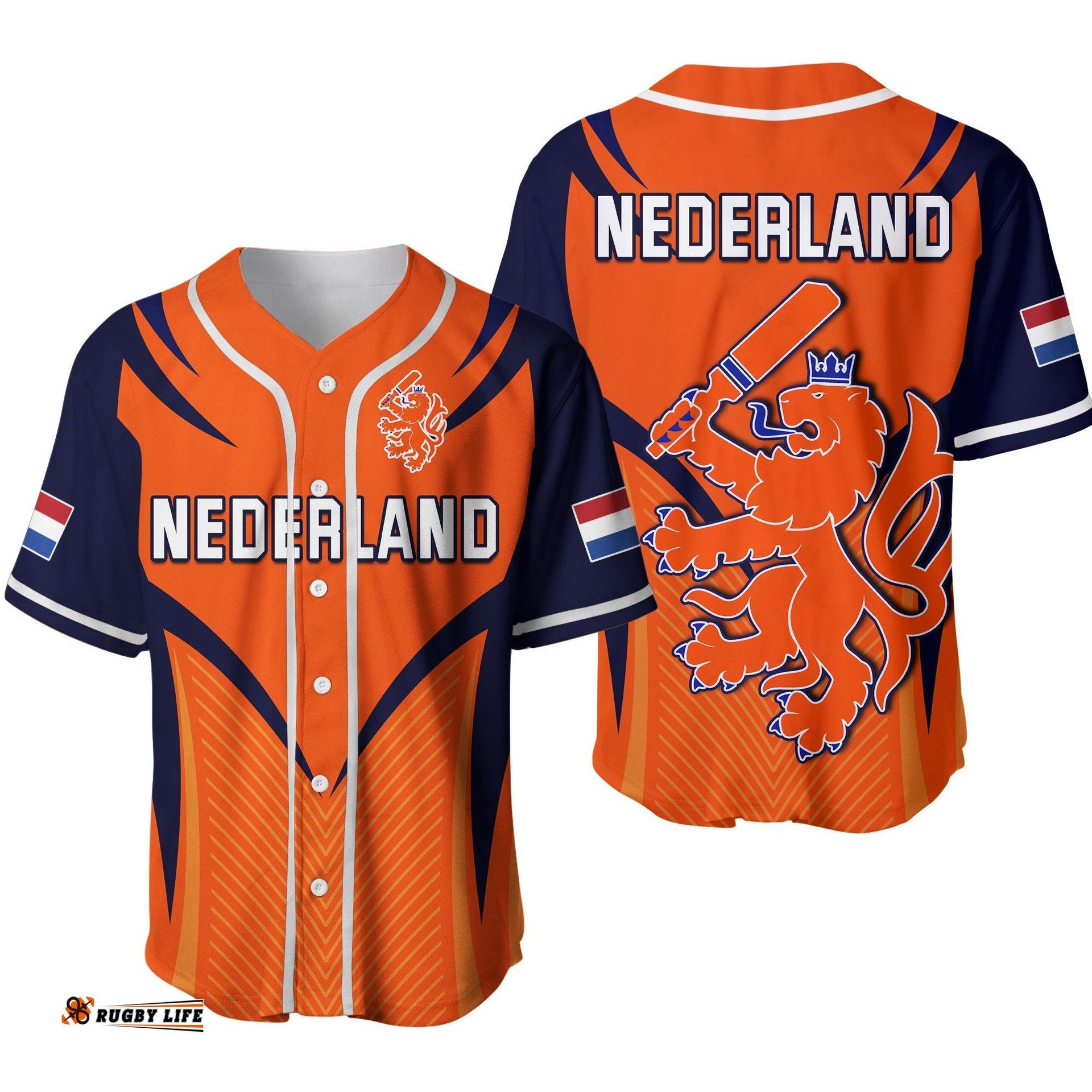 Netherlands Cricket Baseball Jersey Shirt T20 World Cup Nederland Lion Ver.02