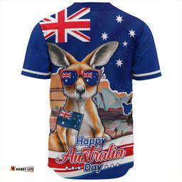 Amazing Aussie Australia Happy Australia Day Kangaroo With Sydney Opera House At Sunset Baseball Shirt