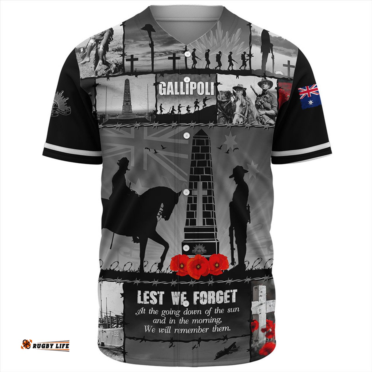 Amazing Aussie Australia Anzac Day Honoring Gallipoli Heroes Memorial Black Baseball Shirt