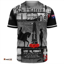 Amazing Aussie Australia Anzac Day Honoring Gallipoli Heroes Memorial Black Baseball Shirt