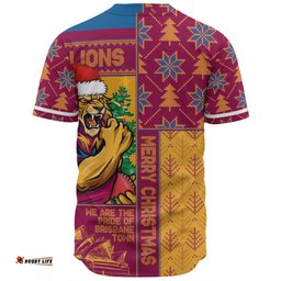 Amazing Aussie Brisbane Lions Merry Christmas Knit Style Festive Spirit Baseball Shirt