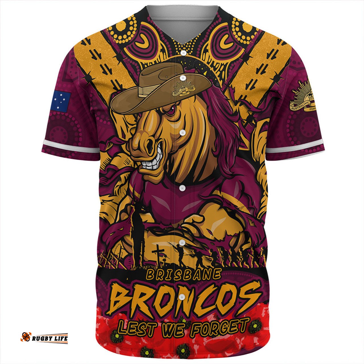 Amazing Aussie Brisbane Broncos Ripped Legacy Of The Game The ANZAC Spirit Lives On Baseball Shirt