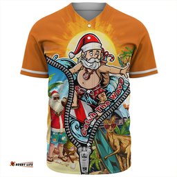 Amazing Aussie Australia Christmas Down Under Santa's Beach Escape Baseball Shirt