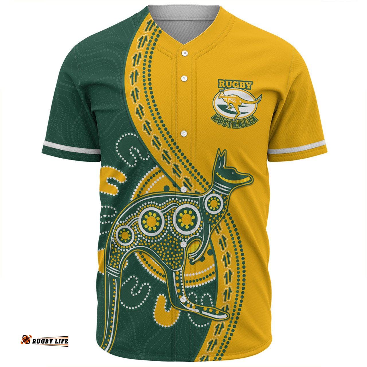 Amazing Aussie Australia Wallabies Custom Go Wallabies Aboriginal Inspired Jersey Yellow Baseball Shirt
