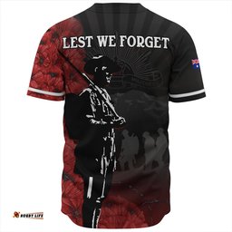Amazing Aussie Australia Anzac Day Lest We Forget Soldier Stencil Art Baseball Shirt