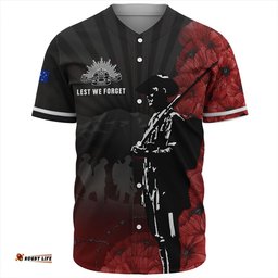 Amazing Aussie Australia Anzac Day Lest We Forget Soldier Stencil Art Baseball Shirt
