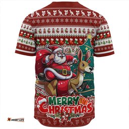 Amazing Aussie Australia Merry Christmas, Santa Claus Riding A Kangaroo Baseball Shirt