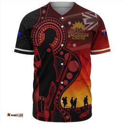 Amazing Aussie Australia ANZAC Day Aboriginal Guardians Of The Dawn Baseball Shirt