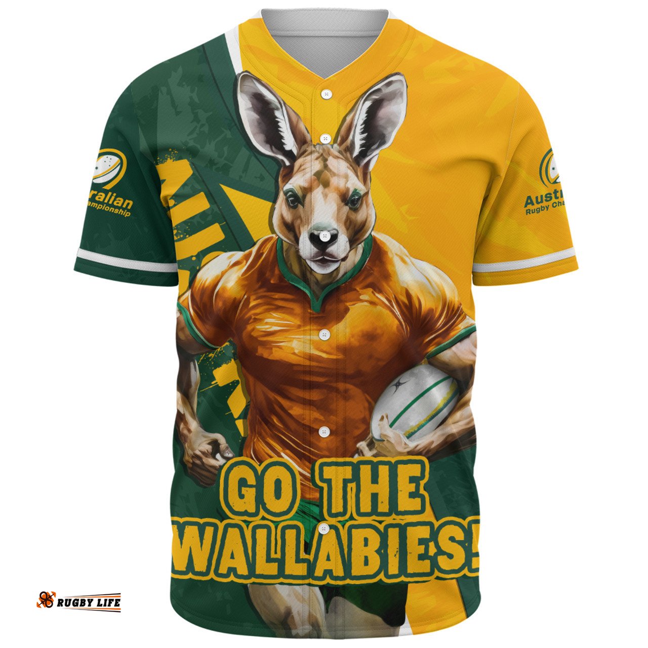 Amazing Aussie Aussie Wallabies Australian Roar The Rugby Championship Battle Yellow Baseball Shirt