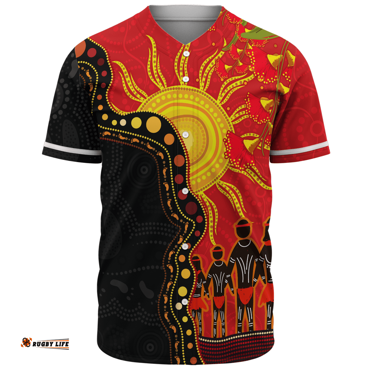 Amazing Aussie Australia Indigenous Dot Painting Inspired By The Aboriginal Flag Baseball Shirt