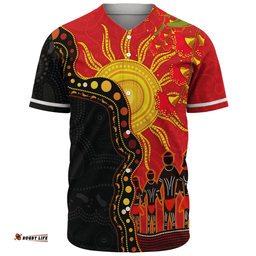 Amazing Aussie Australia Indigenous Dot Painting Inspired By The Aboriginal Flag Baseball Shirt
