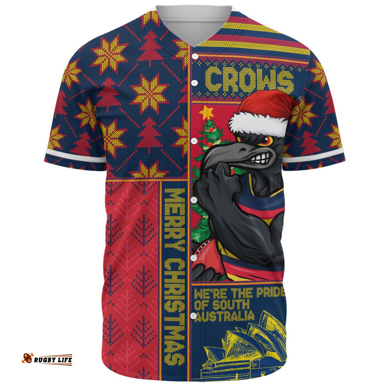 Amazing Aussie Adelaide Crows Merry Christmas Knit Style Festive Spirit Baseball Shirt