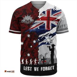 Amazing Aussie Australia Remembrance Day Lest We Forget Australian Military Tribute Red Baseball Shirt