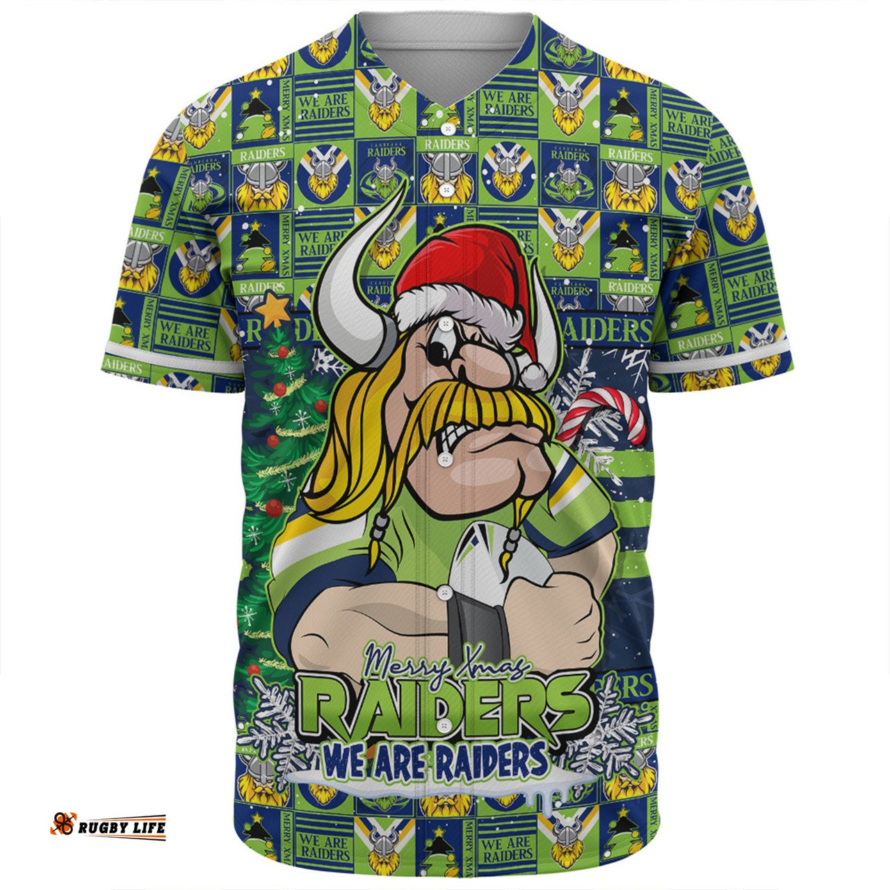 Amazing Aussie Canberra Raiders Merry Ugly Christmas Comic Style Baseball Shirt