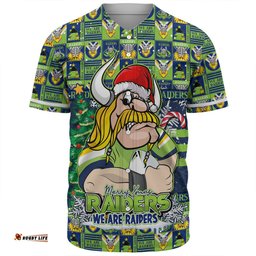 Amazing Aussie Canberra Raiders Merry Ugly Christmas Comic Style Baseball Shirt