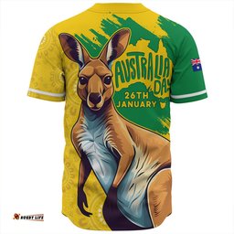 Amazing Aussie Australia Australia Day Kangaroo Art With Aboriginal Pattern Inspired Baseball Shirt