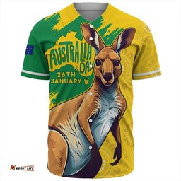 Amazing Aussie Australia Australia Day Kangaroo Art With Aboriginal Pattern Inspired Baseball Shirt