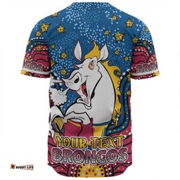 Amazing Aussie Brisbane Broncos Custom Custom With Aboriginal Inspired Style Of Dot Painting Patterns  Baseball Shirt